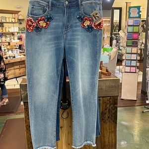 driftwood embroidered jeans